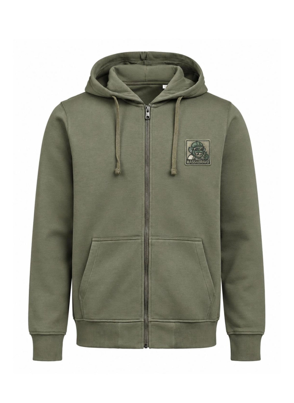 Felpa Zip Patch Verde Oliva