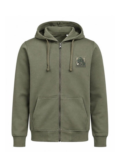 Felpa Zip Patch Verde Oliva