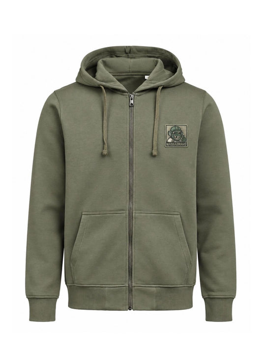 Felpa Zip Patch Verde Oliva